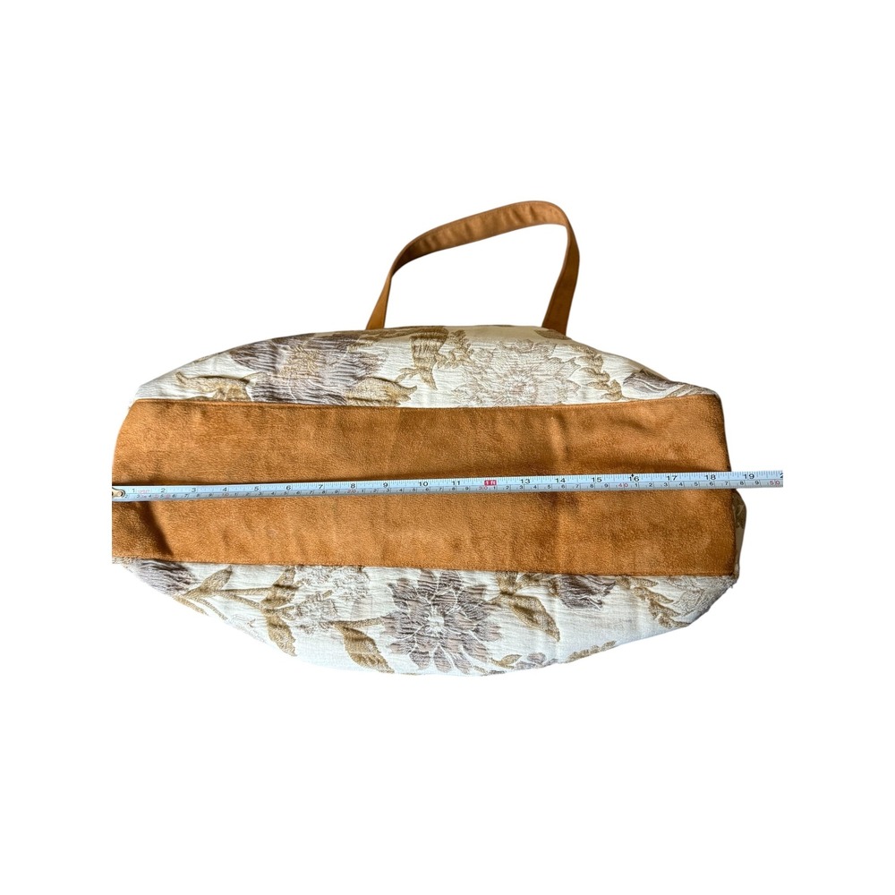 Atenti USA Made Tapestry Tote Bag Floral Animal Print Brown Tan Faux Suede Trim - Picture 14 of 16